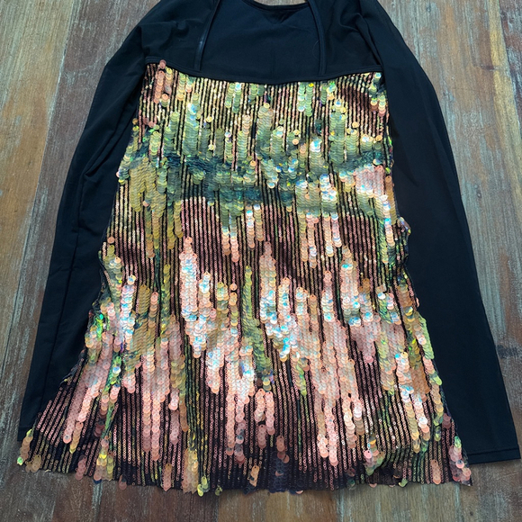 WEISSMAN Dance Costume Adult Medium Black Gold Sequin - Picture 4 of 6